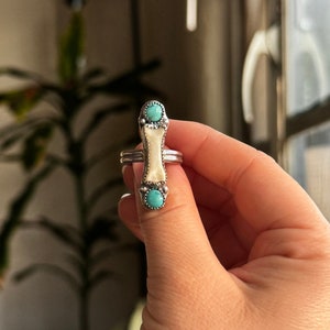 Coyote Bone & Turquoise Handmade Sterling Silver Ring