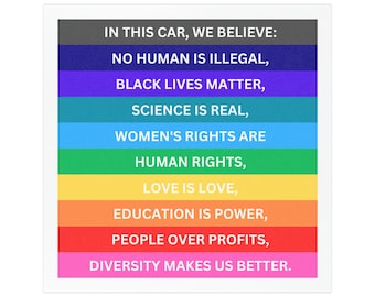 Magnete per auto o frigorifero dai colori vivaci dell'arcobaleno, a tema giustizia sociale, resistente alle intemperie, con finitura opaca, ideale come regalo per amici e familiari.