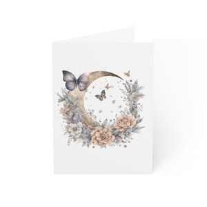 Cartão de felicitações floral borboleta lua pastel (1 unidade)
