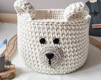 Crochet teddy bear basket "Ema"