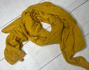 Naturally Dyed/Eco Printed 100% Organic Cotton Shawl