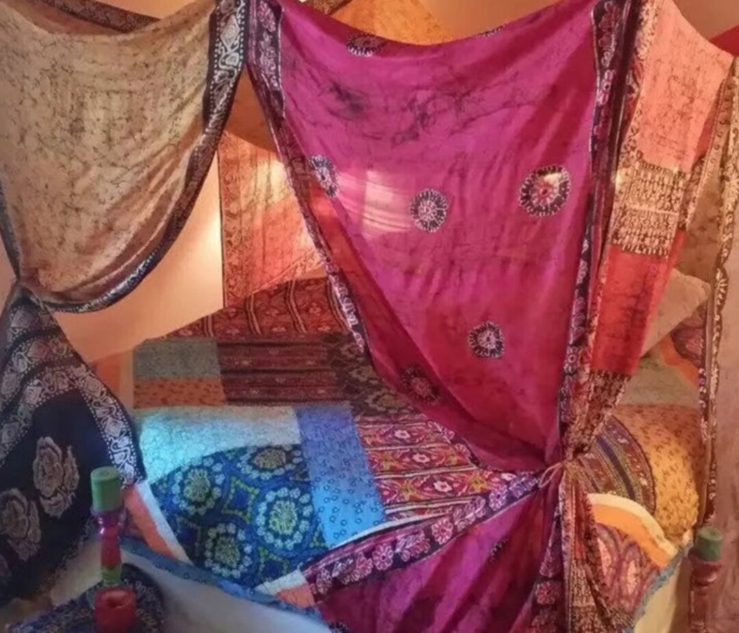 Boho Bed Canopy Bohemian Bed Canopy Boho Decor Pink Bed Canopy Etsy
