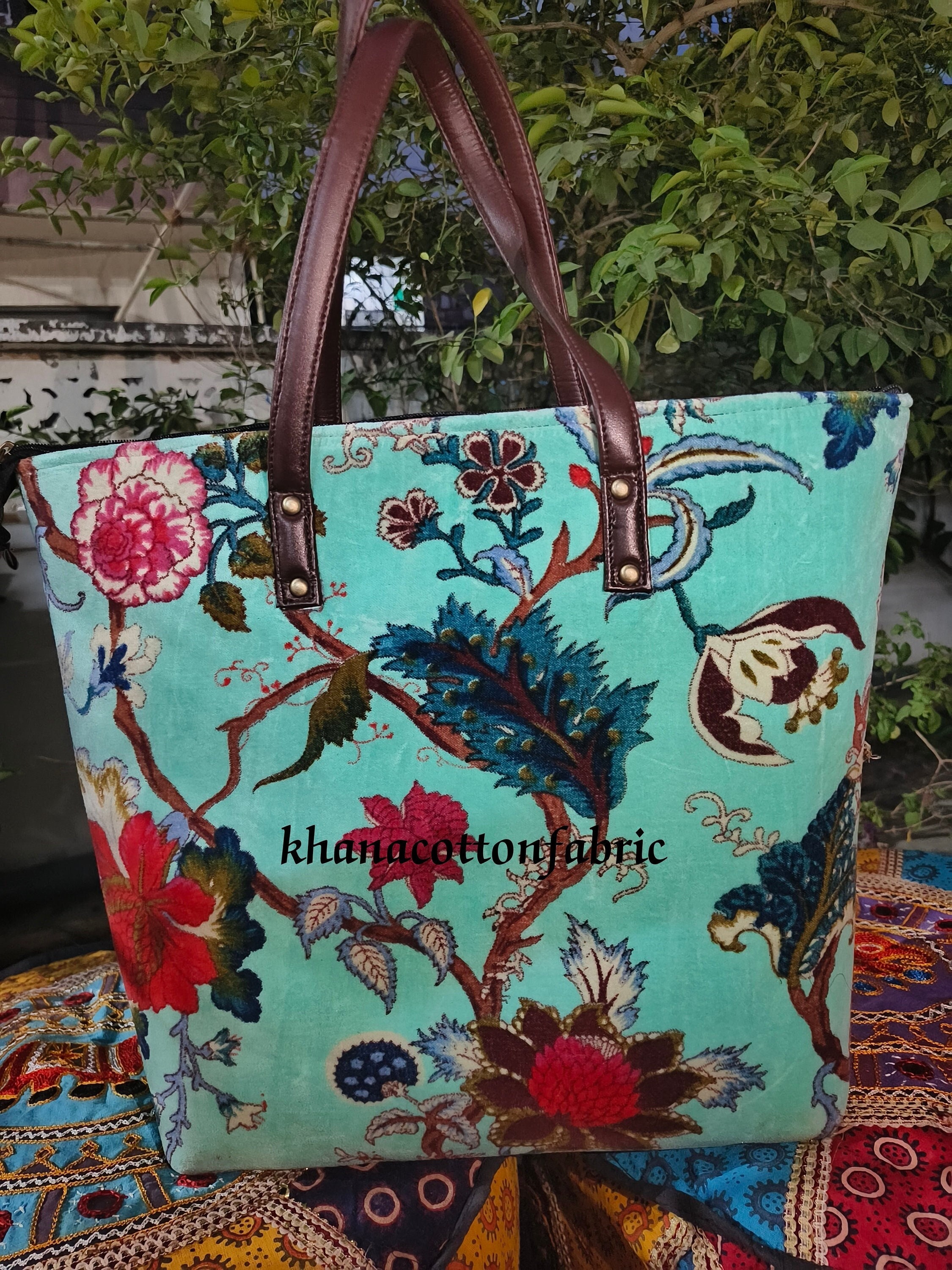 Wholesale Tote Bags - Velvet Purse with Flower Embroidery