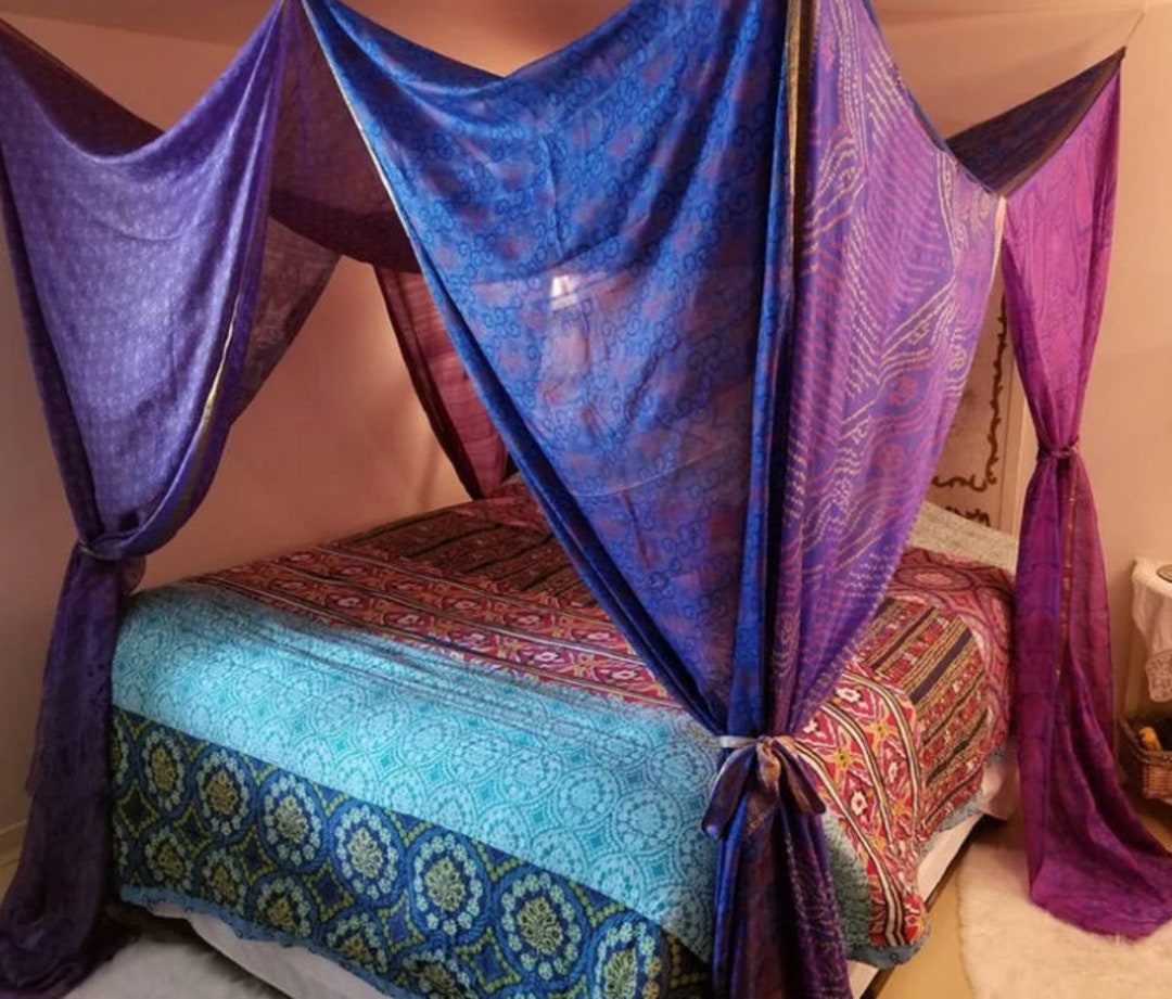 Boho Bed Canopy Bohemian Bed Canopy Boho Decor Pink Bed Canopy Etsy