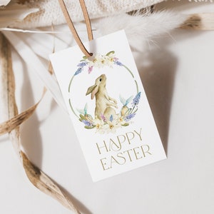 Sweet Classic Easter Bunny Gift Tag, Printable Easter Basket Tag, Happy Easter Tag Printable, Treat Tags, Hang Tag, Instant Download