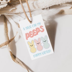 Printable Easter PEEPS Gift Tag, Treat Tags, Favor Tag, Easter Basket Tags, , Cute Easter Printable, Instant Download, 2&quot;x3.5&quot; Tag