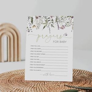 Wildflower gebeden voor baby, goede wensen, lieve baby, baby shower activiteit, douchespelkaarten, afdrukbaar, direct downloaden, niet bewerkbaar, WF320