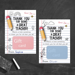 Thank You For Being a Great Teacher Gift Card Holder, For All That You Do, Teacher Appreciation, Double-Sided, Printable, INSTANT DOWNLOAD