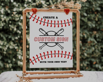 EDITABLE Baseball Sign, Custom Sign, Baseball Party, Baseball Birthday, Favors Sign, Cards & Gifts Sign, Printable, INSTANT DOWNLOAD BB01