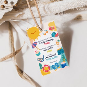 Lehrer Wertschätzung Geschenkanhänger, Ende des Schuljahres, haben einen sonnigen Sommer, Spaß und bunte Geschenkanhänger, druckbar, DIY, bearbeitbar