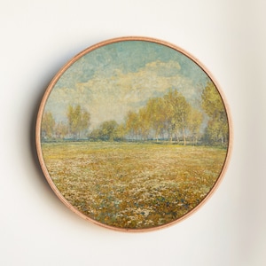 Meadow | Vintage Spring Landscape | Green Field Nature Painting | Impressionist  Pastoral Scene | Rustic Countryside Artwork