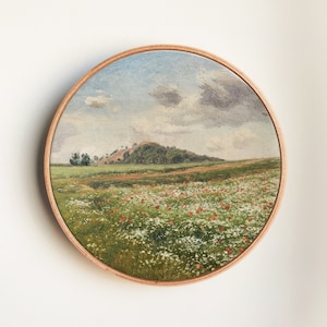 Wildflower Landscape Printable Art, Spring Print, Flower Field Landscape Oil Painting, Vintage Style Decor, Summer Print