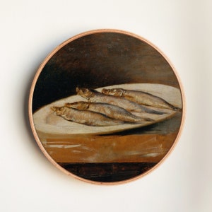 SARDINES Art Print, Framed Oil Painting Print, Oil Painting Still Life, Sardine Oil Painting, French Kitchen Art, Restaurant Fish Art