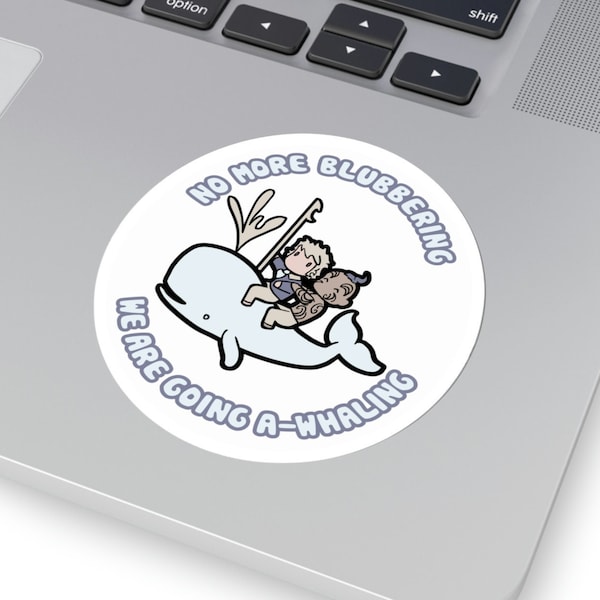 Moby Dick Jumbo Sticker Kawaii Whale Big Decal - Classic Book Quotes - No More Blubbering, We Are Going A-Whaling