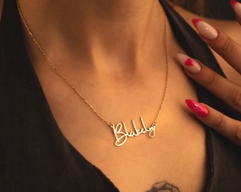 14K Solid Gold Name Necklace, Personalized Gold Necklace, Gift For Her, Customized Name Necklace, Mother's Day Gifts, Women Birthday Gifts