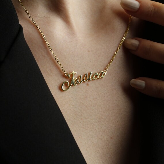 Custom gold clearance name pendant
