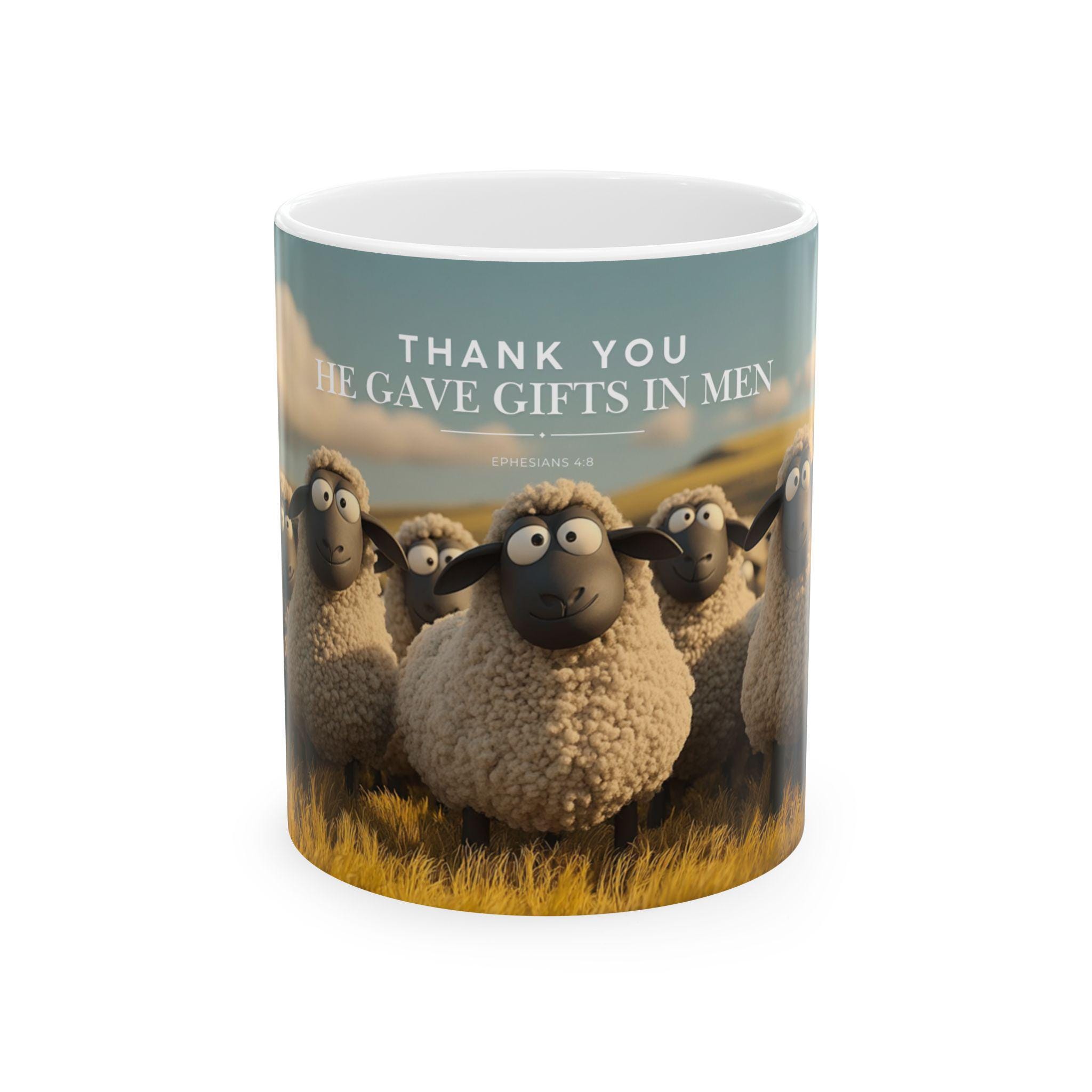 JW Gifts in Men with Sheep Two-Tone Coffee Cup, Ceramic Mug, (11oz, 15oz)