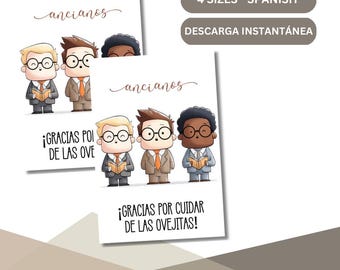 SPANISH | ESPANOL JW - Thank You Elder Printable Card - 2D Cartoon Design | Digital Download