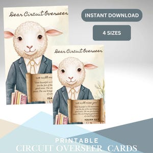 Afscheidskaart kringopziener JW! Digitale kaart downloaden: verkrijgbaar in 4 maten! JW Gift Sheep Light Design