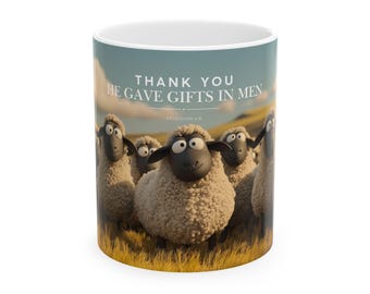 Caneca de café bicolor com estampa de ovelha da JW Gifts, caneca de cerâmica (325 ml, 445 ml)