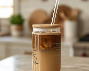 JW Psalm 23 Daily Personal Reminder Minimal Olive Branch '23 Sipper Glass | 16oz Bamboo Lid Straw Tumbler