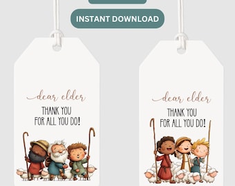 JW Elder-cadeaulabel | Bedankt ouderling 2D-cartoonontwerp | Digitale download JW Gift