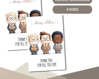 JW - Elder Thank You Printable Card - 2D Cartoon Design | Digital Download