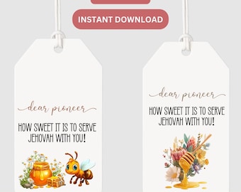 JW Pioneer Gift Tag | Thank You Pioneers | JW Gift How Sweet it is to Serve Jehovah With You Digital Download