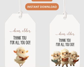 JW Elder-cadeaulabel | Bedankt ouderling cartoon schapenontwerp | Digitale download JW Gift
