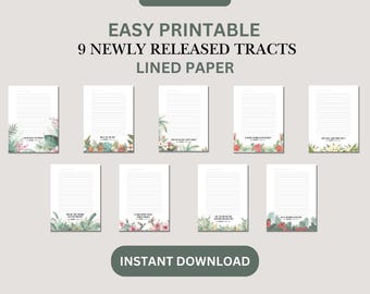 JW Letter Writing Template 9 Newly Released Tracts - Tropical Design - LINED PAPER