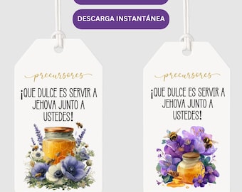 SPANISH - JW Pioneer Gift Tag | Thank You Pioneers Honey Bee Design | JW Gift Digital Download