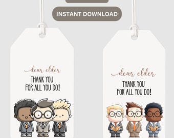 JW Elder-cadeaulabel | Bedankt ouderling 2D-cartoonontwerp | Digitale download JW Gift