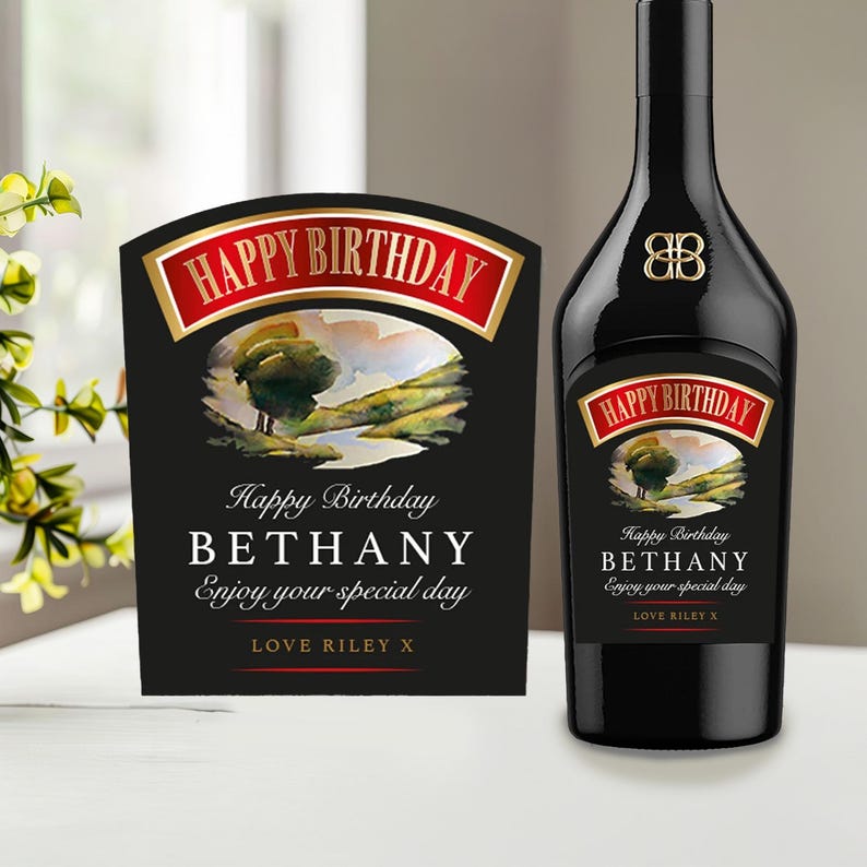 Personalised baileys label birthday gift