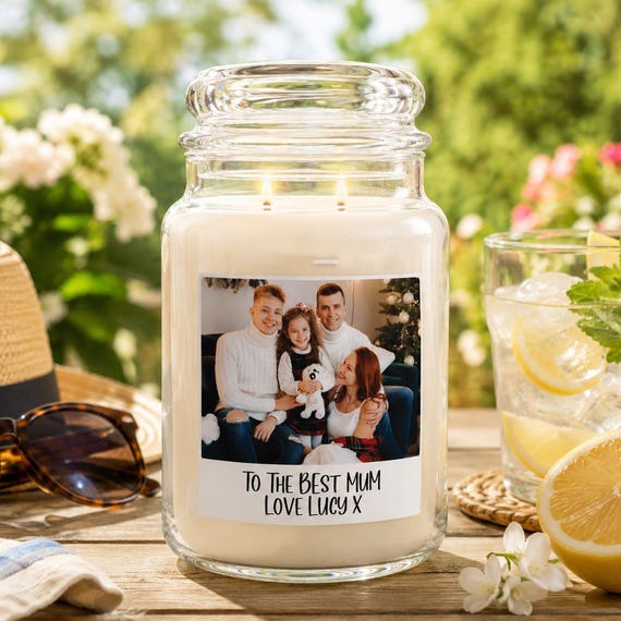 Personalised Photo Candle Label | Custom Candle Photo Gift, Personalised Gifts, Polaroid Photo Labels | Mother's Day Gift