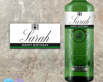 Personalised Gin Label: Birthday Gift, Custom Text (Self-Adhesive)