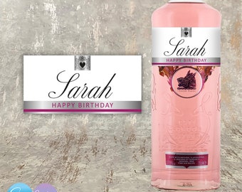 Personalised Gin Label - Special Birthday Gift - Gin Lover - Alcohol Gift - Pink Gin -  Customisable text for any occasion