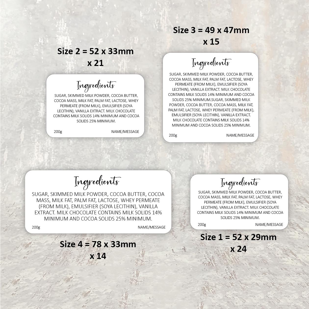 Ingredients Tags Personalised Ingredient Labels for Business Products - Rectangle Self ...