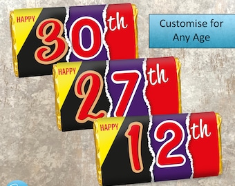 Personalised Birthday Chocolate Label - Any Age (Printable Download Options)