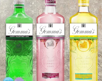 Personalised Gin Label - Gin Lover - Alcohol Gift - Pink Gin - Lemon Gin - Customisable - Self Adhesive sticker - Any text