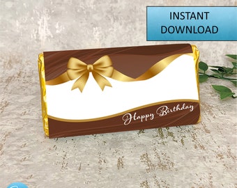 Personalised Gift Chocolate Wrapper Printable Download, Perfect Birthday Gift For Him and Her