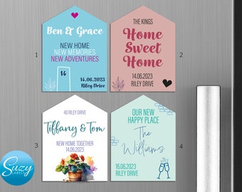 New Home Personalised House Fridge Magnet - Moving In Present - House Warming Gift - Home Sweet Home - Fully Customisable Text