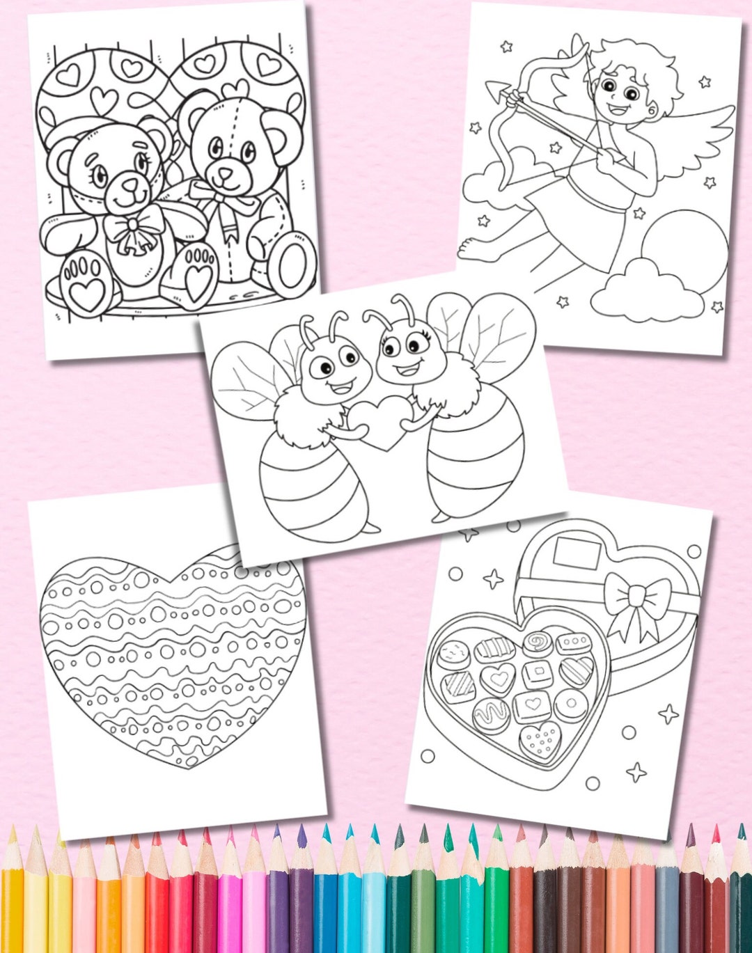 Valentine's Day 5 Coloring Pages, Classroom Activities, Valentine ...