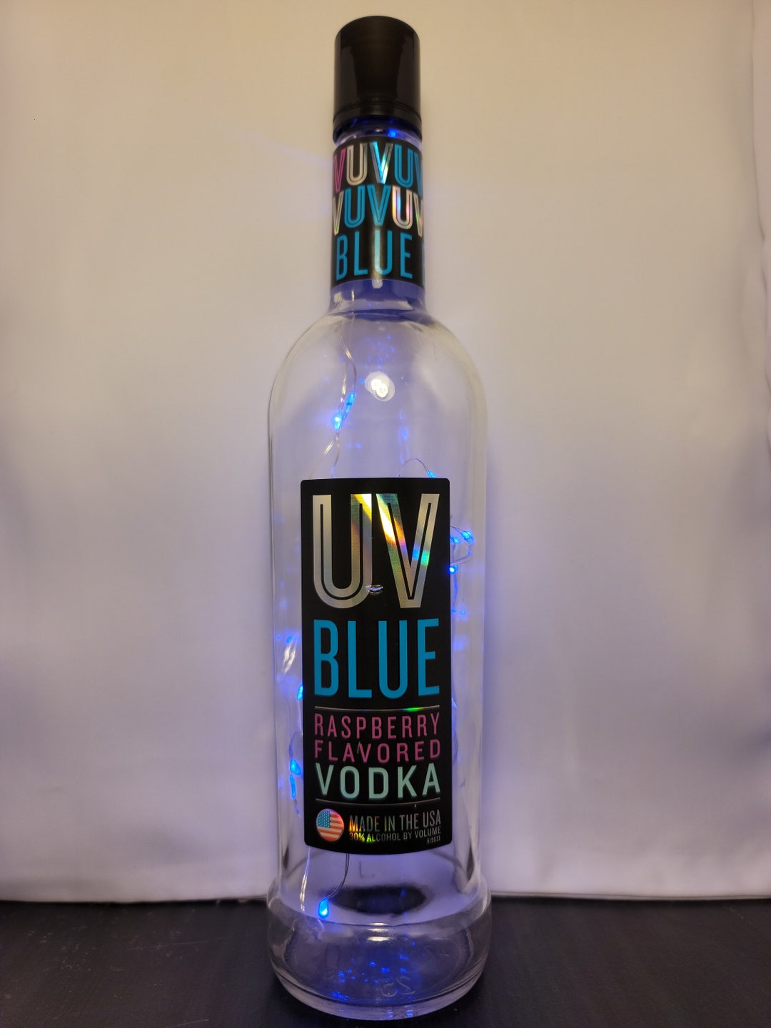 UV Blue Vodka Liquor Bottle Light Decor. for Bar, Den, Family Room, Man