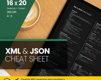 XML & JSON Ultimate Cheat Sheet (Light + Dark PDF)