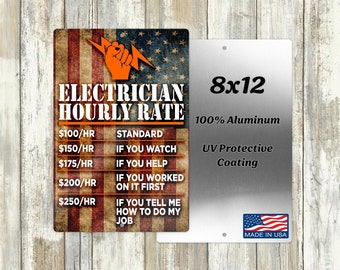 Electrician Sign 8x12 Inch Aluminum Shop Funny Workshop Garage Signs