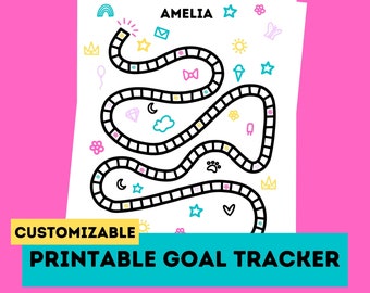 Rastreador de objetivos para niños / Rastreador de 100 tareas / Objetivo visual / Gráfico de pegatinas / Rastreador de hábitos para niños / Impresión digital personalizable / Canva