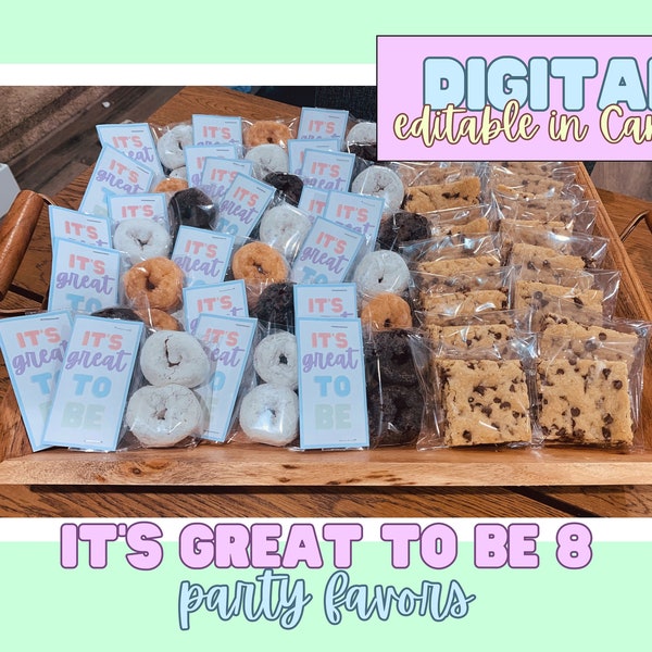 It's Great To Be Eight Party Favors for Baptism or Birthday Party | LDS Baptism | 8 Year Old Birthday Ideas | Turning Eight | Digital