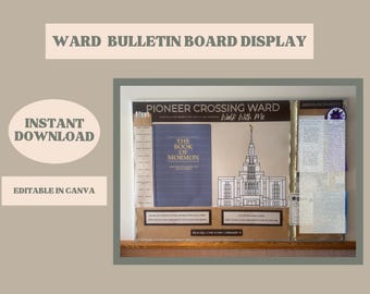Tablón de anuncios SUD Walk With Me, registro de participación en el templo y el Libro de Mormón / Canva editable / descarga digital