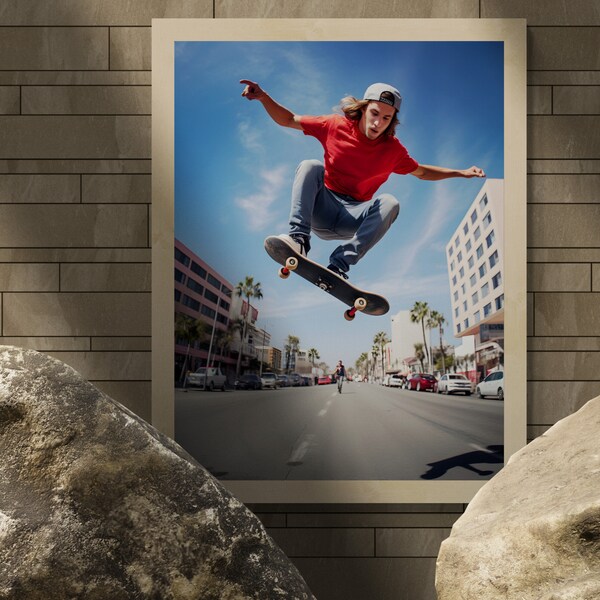 Skateboard Trick Image Wall Art: Urban Street Art Digital Print. Skate Style, City Vibe, Digital Download. Street Performance, Modern Decor