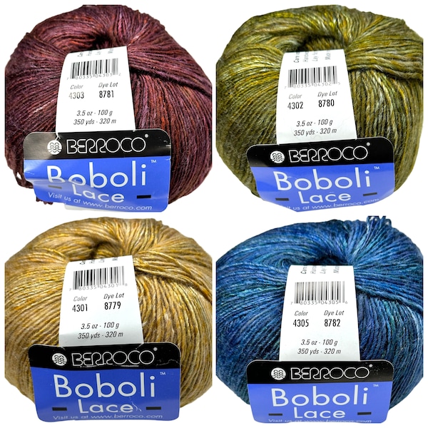 BERROCO BOBOLI LACE Yarn - 4 Color Choices - 100gms   350yds - Lace - Discontinued Yarn Knitting Crochet